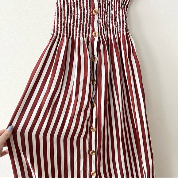 Faithful The Brand Suki Striped Smocked Midi Dress - Picture 4 of 7